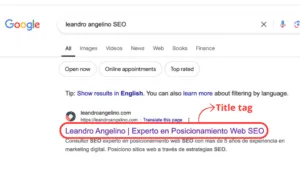 meta título SEO en Google